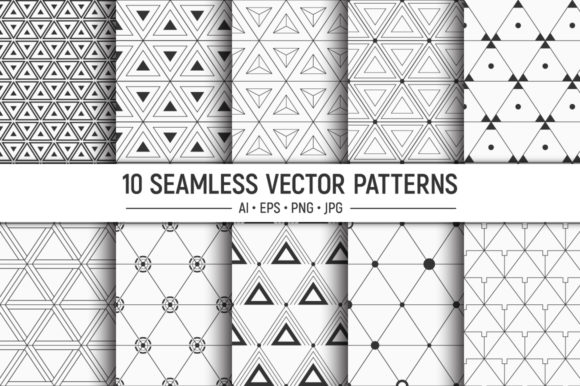 10 Seamless Vector Triangles Patterns