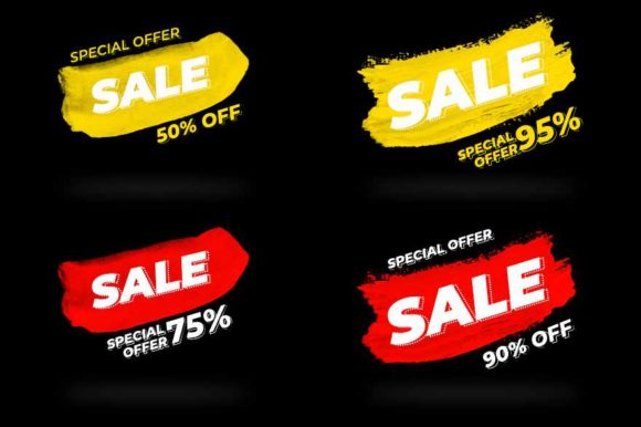 Abstract Brush Sales Banner Set