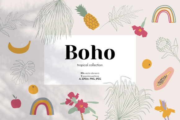 Boho Tropical Abstract Elements