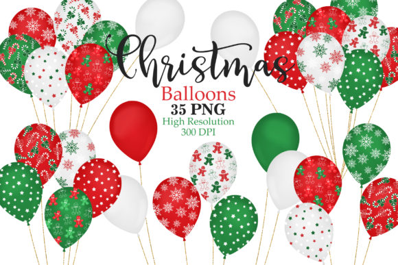 Christmas Balloons Clip Art