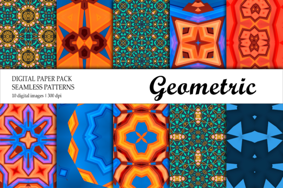 Digital Paper Geometric Gold Orange Blue: A Versatile Design Resource for Creative Projects