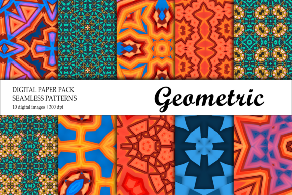 Digital Paper Geometric Purple Green