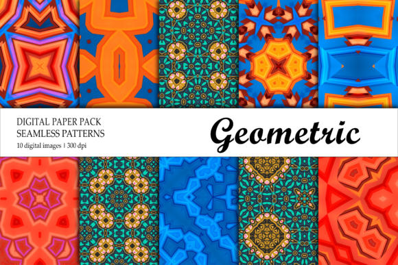 Digital Paper Geometric Purple Orange