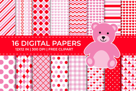 Red Pink Valentine Digital Papers Set: A Creative Resource for Designers and Crafters