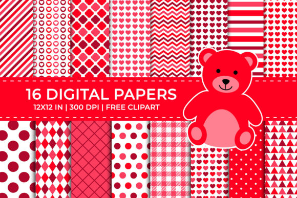 Red Valentine Digital Papers Set: A Versatile Resource for Creative Projects