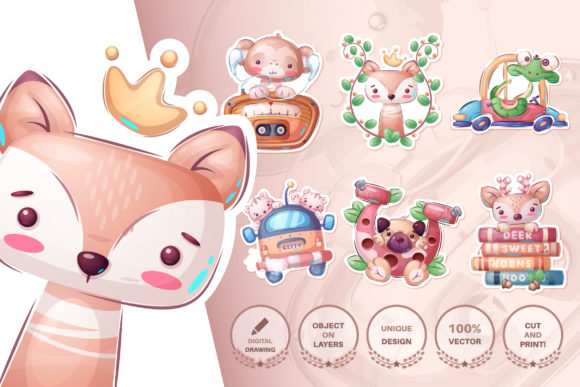 Set Cute Sticker - Seamless Pattern 4: A Versatile Design Solution for Creative Projects