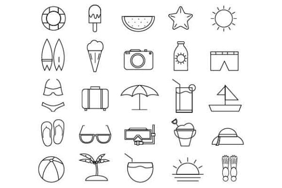 Summer Icon Set Outline: A Versatile Design Resource for Creative Projects