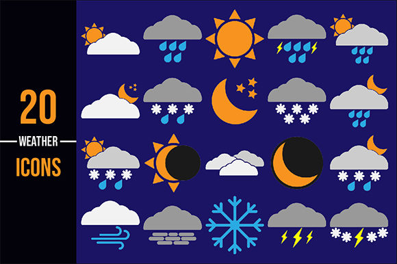 Weather Icon Set Flat Style